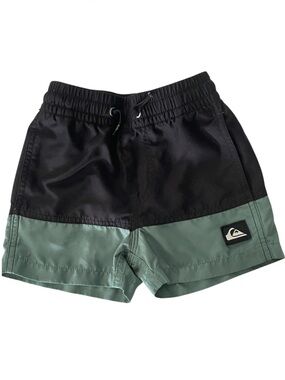 Quiksilver Black and Sage Green Colorblock Swim Shorts